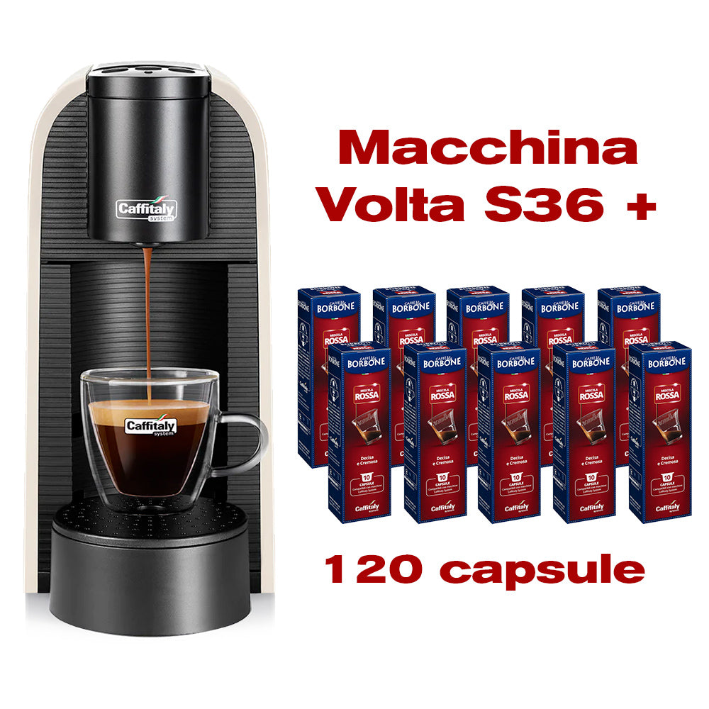 Macchina Caffitaly VOLTA S36 - BIANCA + 120 Capsule Borbone Rosse