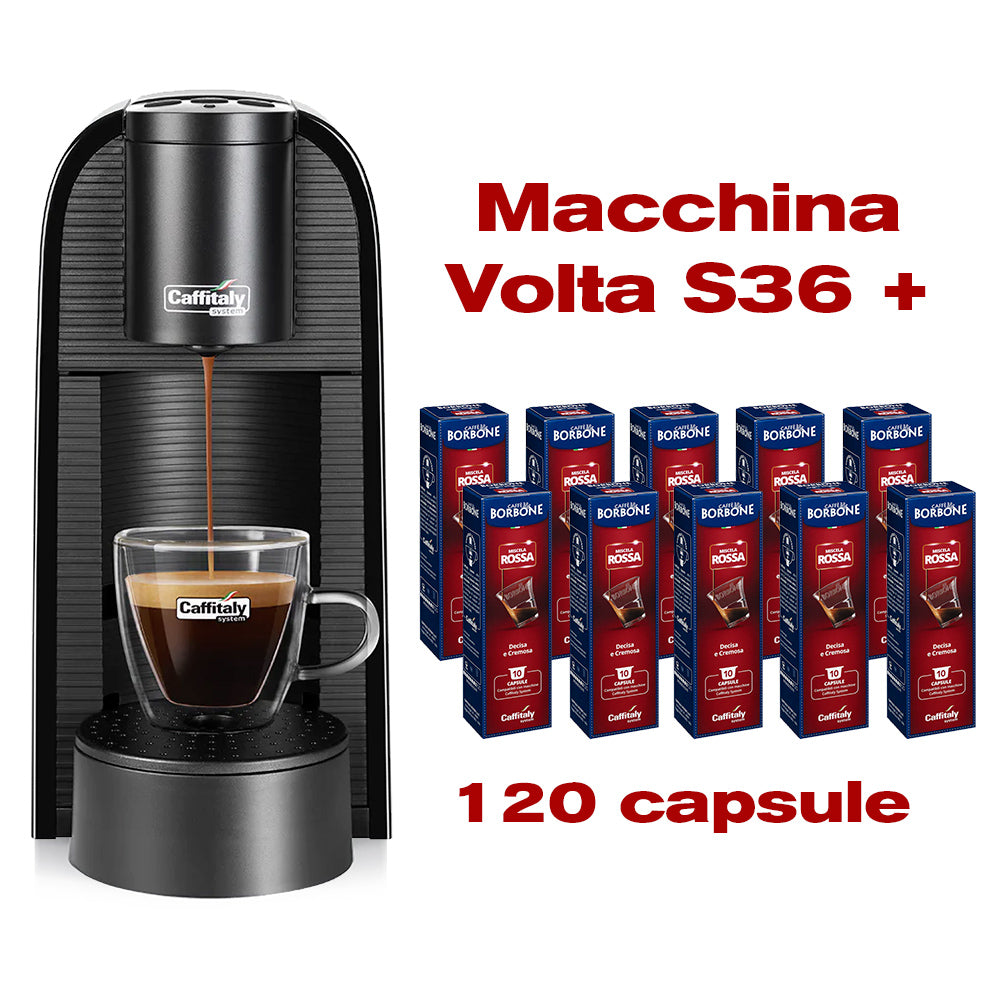 Macchina Caffitaly VOLTA S36 - NERA + 120 Capsule Borbone Rosse